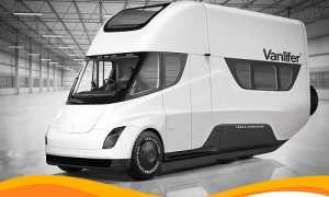 К выпуску готовится электрофургон Tesla с солнечными батареями на крыше