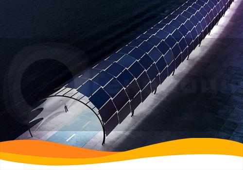 Немецкий архитектор спроектировал велопешеходный туннель из солнечных батарей для обеспечения электрикой окружающих зданий